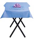Parma violet napkin with Lavender Blue table cover and placemat